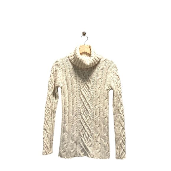 Eddie Bauer Y2K Cableknit Chunky Sweater Cream Size S Counteyside Chic Preppy - Picture 2 of 15